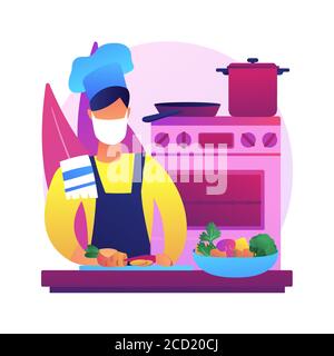 Quarantine cooking abstract concept vector illustration. Stock Vector