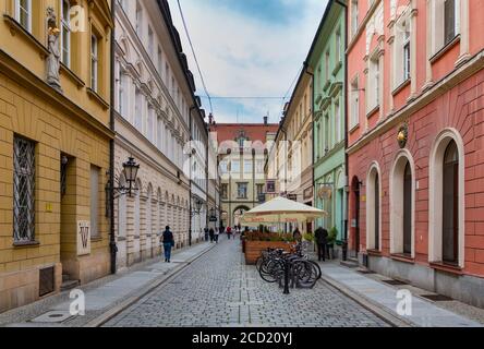 A picture of one of the alleys that cuts through the center of Wroclaw's Market Square. Stock Photo