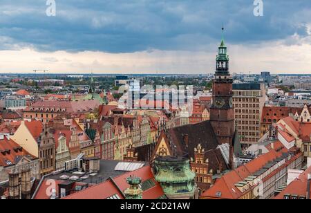 A picture of Wroclaw's Market Square as seen from above. Stock Photo