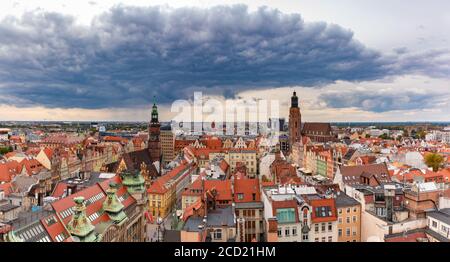 A panoramic view of Wroclaw taken from a vantage point. Stock Photo