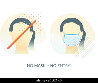 No Entry Without Protective Face Mask - Icon as EPS 10 File Stock Vector