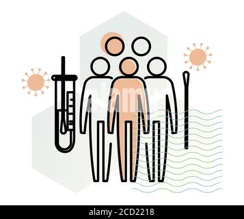 Community Level Nasal Swab - Nasopharyngeal Swab Testing and Sample collection  - Icon as eps 10 File. Stock Vector