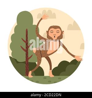 monkey animal wild in the camp vector illustration design Stock Vector