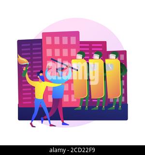 Mass riots abstract concept vector illustration. Stock Vector