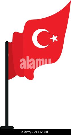 turkey flag icon over white background, flat style, vector illustration Stock Vector