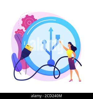 USB connection abstract concept vector illustration. Stock Vector