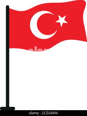 turkey flag icon over white background, flat style, vector illustration Stock Vector