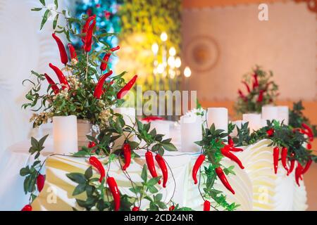 Wedding couple's table on the wedding day Stock Photo