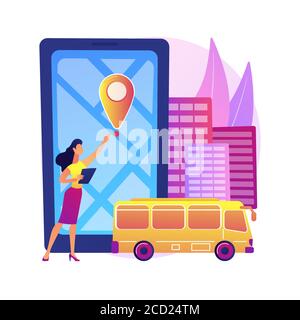 School bus tracking system abstract concept vector illustration. Stock Vector