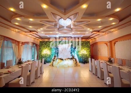 Wedding couple's table on the wedding day Stock Photo