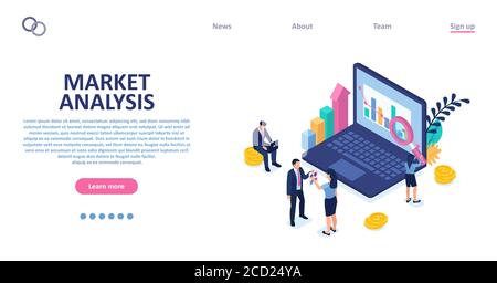 Vector of business people conducting market analysis strategy for market share growth Stock Vector