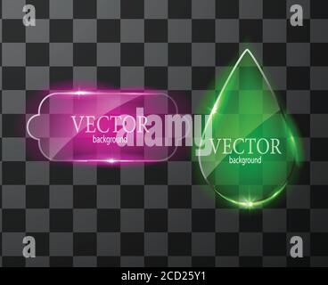 Glass vector button plane. Easy editable background Stock Vector
