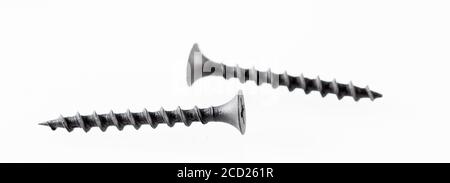 Screws still life large self tapping screws on white background. Stock Photo