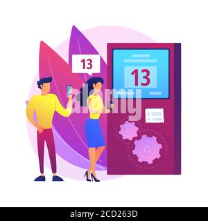 Electronic queuing system abstract concept vector illustration. Stock Vector