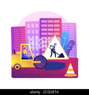 Road works abstract concept vector illustration. Stock Vector