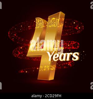 4 years golden anniversary 3d logo celebration with Gold glittering spiral star dust trail sparkling particles. Four years anniversary modern design Stock Vector