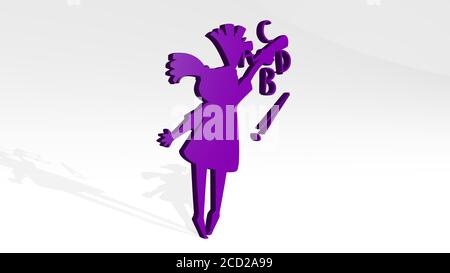 GIRL 3D icon casting shadow, 3D illustration Stock Photo