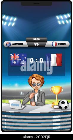 Football match score news on smartphone screen isolated illustration Stock Vector