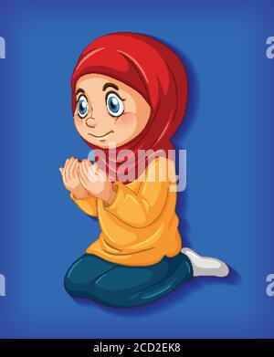 Muslim girl practice religion illustration Stock Vector