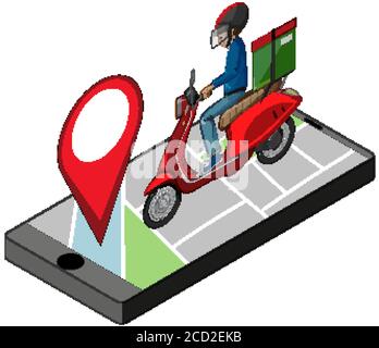 Location pin on mobile application icon illustration Stock Vector