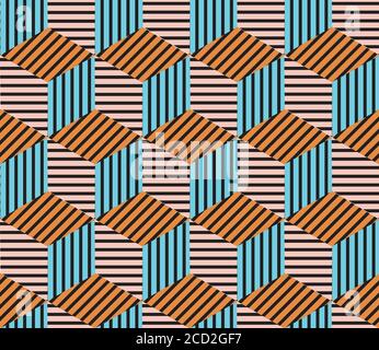 Seamless pattern with colored segments(cube) Stock Vector