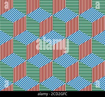 Seamless pattern with colored segments(cube) Stock Vector