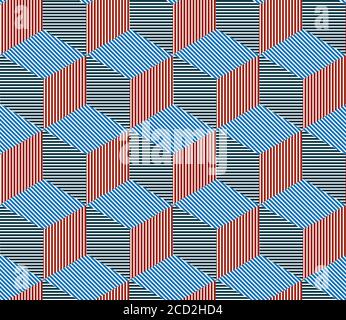Seamless pattern with colored segments(cube) Stock Vector