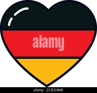 heart with german flag design over white background, line and fill style, vector illustration Stock Vector