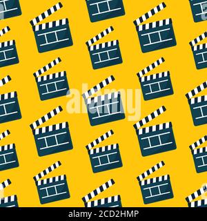 movie clapper board seamless pattern vector illustration background Stock Vector