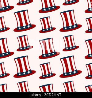 uncle sam hat seamless pattern vector illustration background Stock Vector
