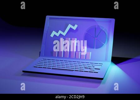 Business statistics and graphs on a laptop screen Stock Photo