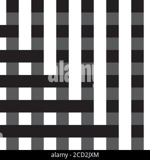 Pattern with interlacing black and white stripes Stock Vector