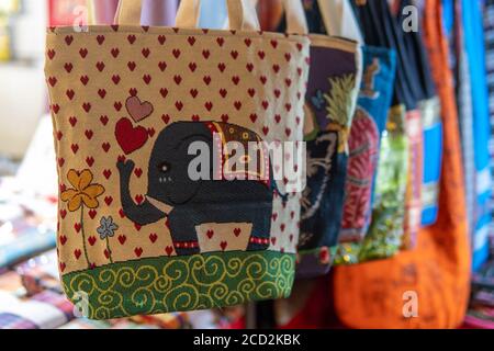 Thailand Elephant Print Drawstring Bag Medium Size 16 Inch (Navy Red Mono)  : Amazon.in: Bags, Wallets and Luggage