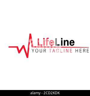 Lifeline illustration vector logo design healthcare and medical logo. Stock Vector