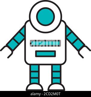 robotics concept, cartoon robot with wheel icon over white background, half  line half color style, vector illustration Stock Vector Image & Art - Alamy