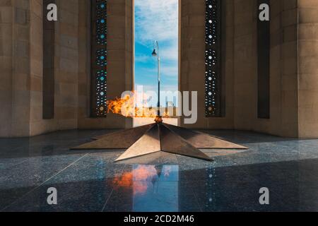 Eternal Flame in the Upland Park, Baku city, Azerbaijan Stock Photo