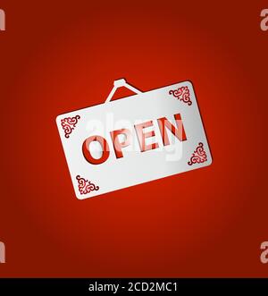 The Open Sign Label, The Chinese New Year Style Stock Vector