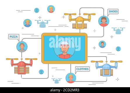 Drone delivery concept vector illustration Stock Vector Image & Art - Alamy
