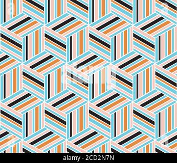 Seamless pattern with colored stripes(cube) Stock Vector