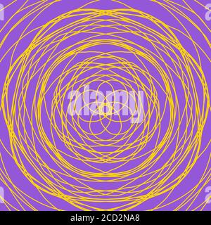 Yellow abstract shape on purple background. Computer generated geometric illustration. Abstract digital background. Geometric Shape, Circle, Geometry, Stock Photo