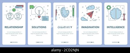 Vector modern thin line flat design psychology concept vertical banners Stock Vector