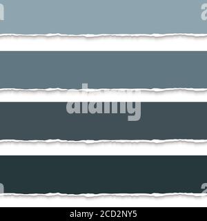 Collection of torn paper banners for notes, realistic vector illustration. Torn pages with torn edges. Vector paper template Stock Vector