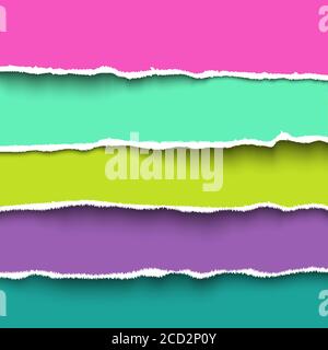 Vector torn paper. Set of colorful pieces torn paper with ripped edges, torn cardboard Stock Vector