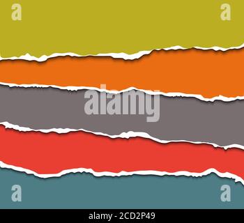 Set of vector paper dividers with rough edges. Torn paper pieces with copy space for text. Teared paper Stock Vector