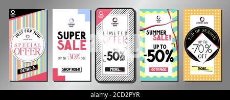Social media advertisement - sale templates - vector illustration, 16:9 proportions Stock Vector