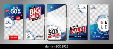 Social media advertisement - sale templates - vector illustration, 16:9 proportions Stock Vector