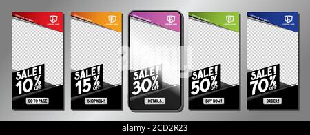 Social media advertisement - sale templates - vector illustration, 16:9 proportions Stock Vector