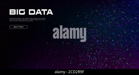 Big data visualization. A cluster of multi-colored particles. Abstract science technology background with copy space. Vector Stock Vector