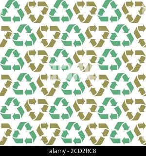Seamless vector flat recycle background. Blue and green recycle symbols. Seamless pattern for eco design Stock Vector