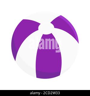 Beach ball flat style design vector illustration icon sign isolated on white background. Stock Vector